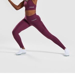 Gymshark Dark ruby mesh insert leggings